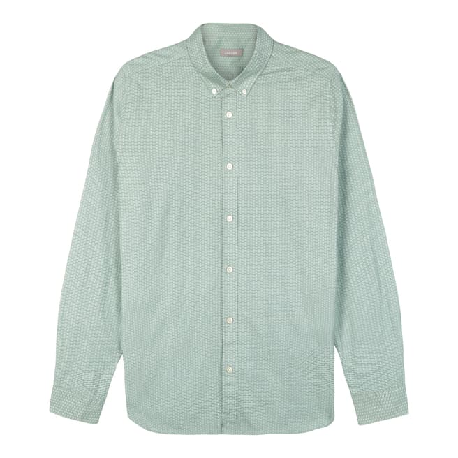Jaeger Green Horizontal Straw Print Cotton Shirt