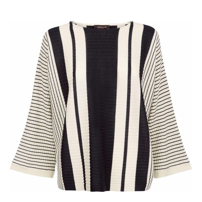 Jaeger Striped Rib Cropped Sweater