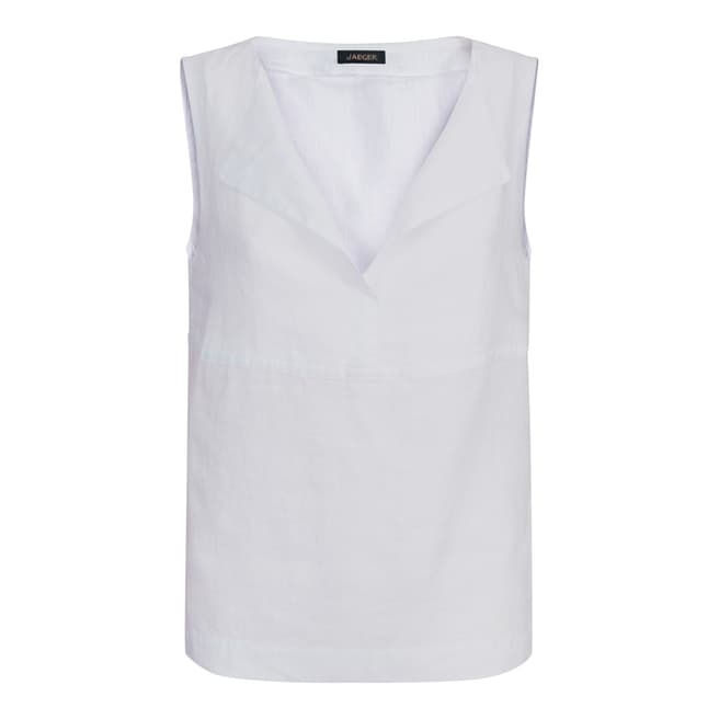 Jaeger White Sleeveless Linen T-Shirt