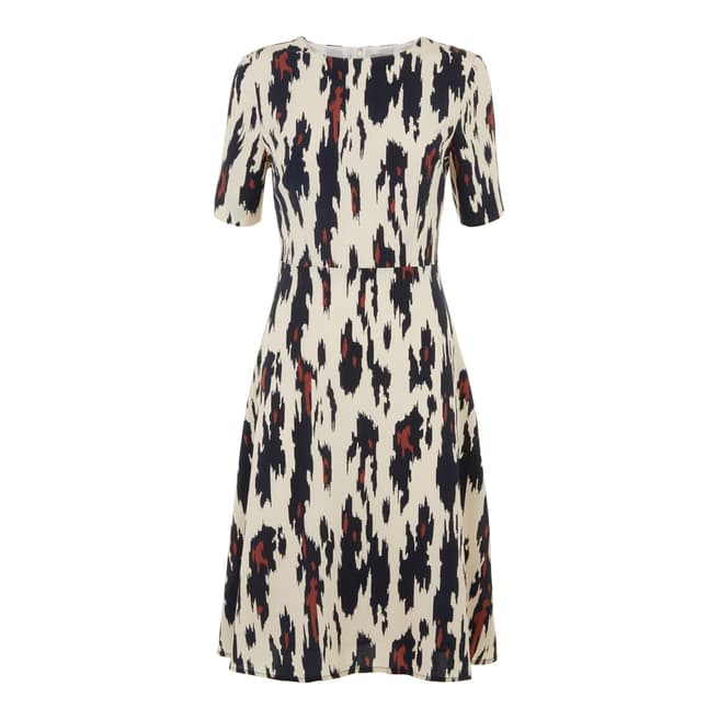 Jaeger Leopard Print Fit and Flare Dress