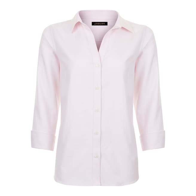 Jaeger Light Pink Herringbone Cotton Shirt