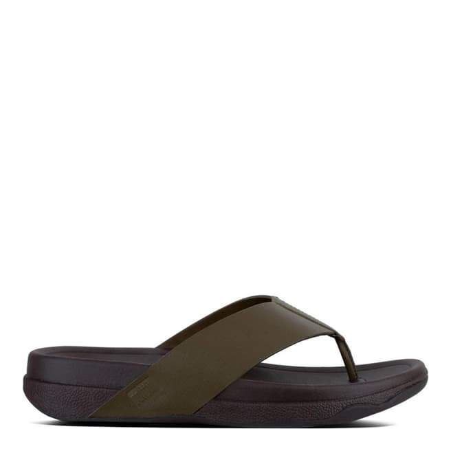 FitFlop Men's Everglade Green Leather Surfer Toe Thong Sandals