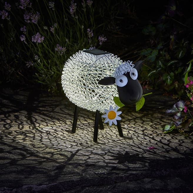 Smart Solar White Dolly Sheep Silhouette Sculpture