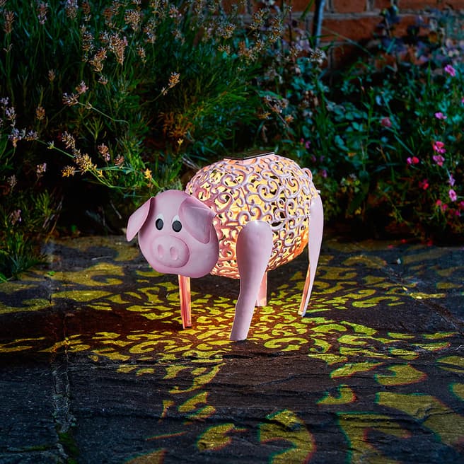 Smart Solar Pink Delilah Pig Silhouette Sculpture