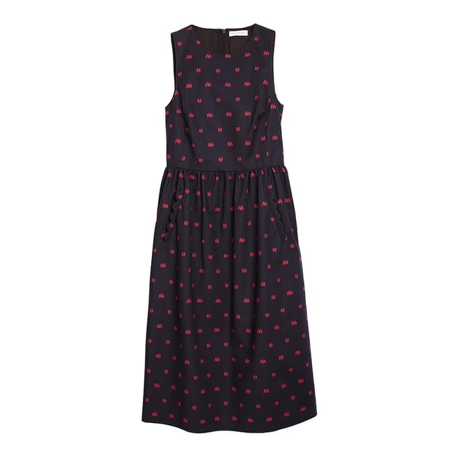 Chinti and Parker Navy Ladybird Fitted Dress