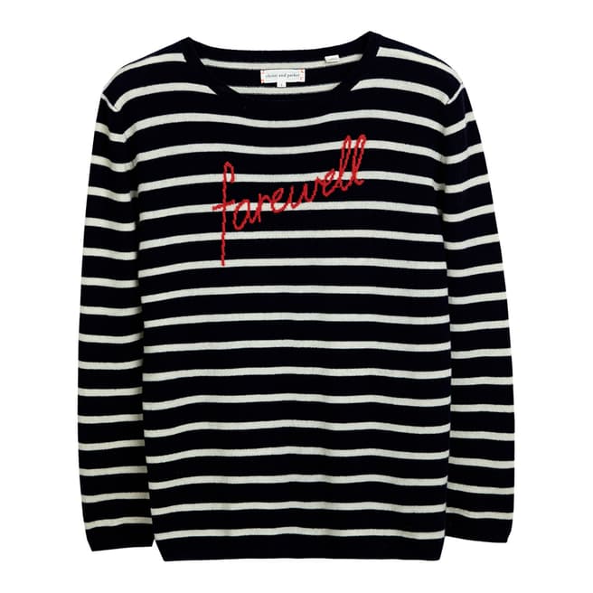 Chinti and Parker Navy/Cream/Red Farewell Intarsia Jumper