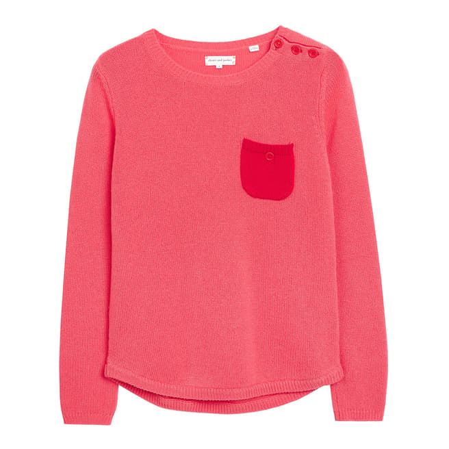 Chinti and Parker Coral/Cherry One Pocket Jumper