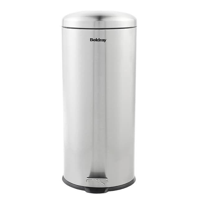 Beldray 30L Round Kitchen Pedal Bin with Soft Closing Lid, Stainless Steel