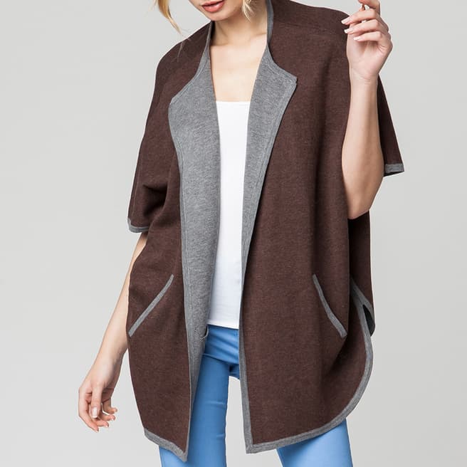 Rodier Brown Double-Faced Cashmere/Wool Cape