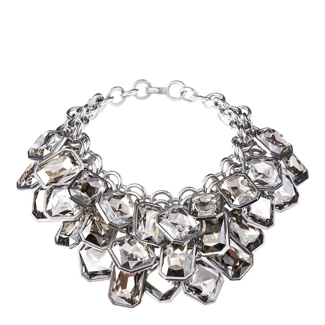 Simon Harrison Silver Shade Aquitaine 3 Row Crystal Octant Drop Necklace