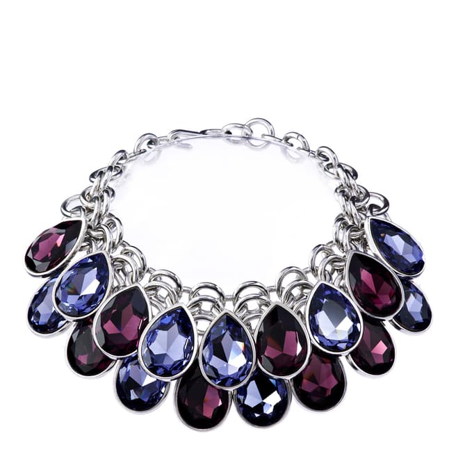 Simon Harrison Blue/Purple Aquitaine 2 Row Crystal Pear Drop Necklace