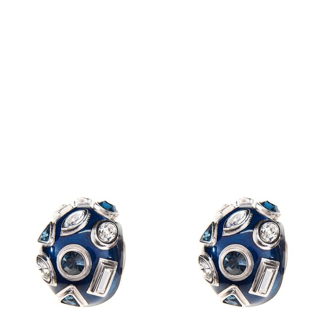 Simon Harrison Blue Galaxy Crystal & Enamel Hoop Earrings
