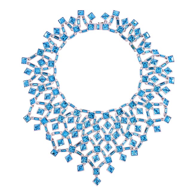 Simon Harrison Blue Aquamarine Claudette Square Crystal Cluster Large Necklace