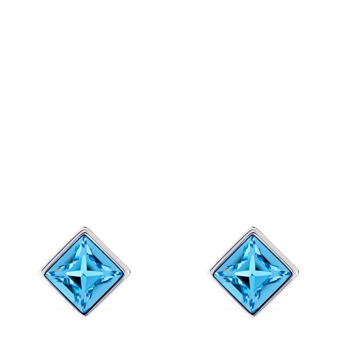 Simon Harrison Blue Aquamarine/Silver Claudette Square Crystal Stud Earrings