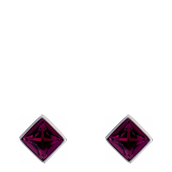 Simon Harrison Red Amethyst/Silver Claudette Square Crystal Stud Earrings