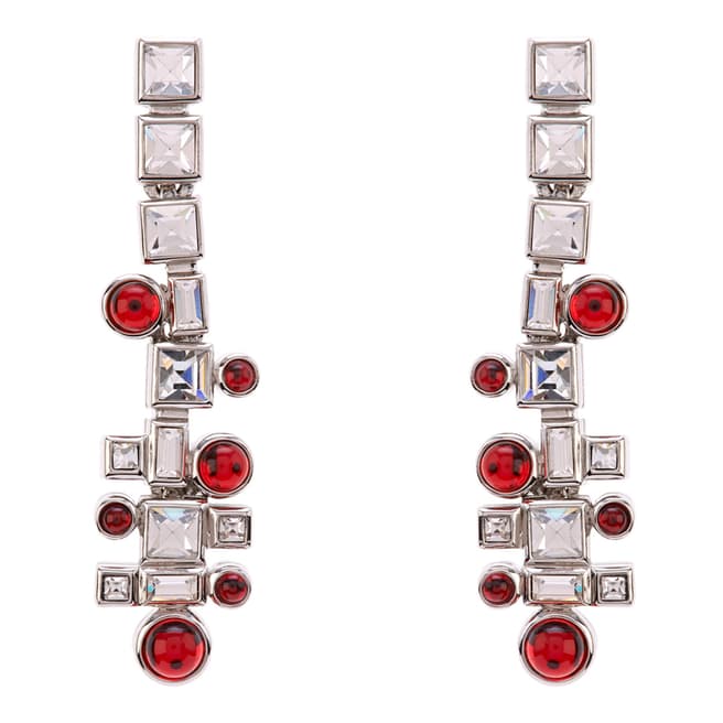 Simon Harrison Red Ella Glass Cabochon And Crystal Drop Earrings