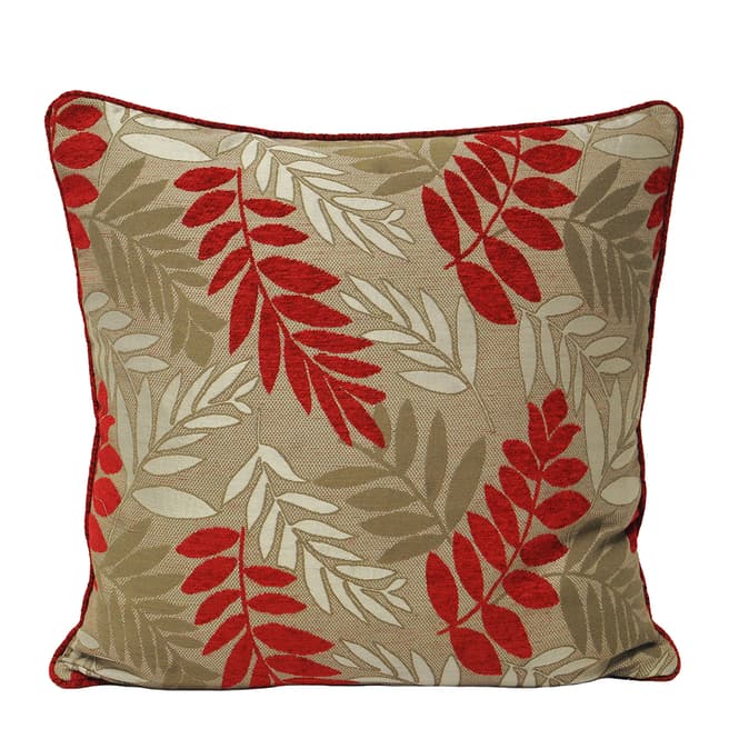 Paoletti Red Fern Feather Cushion 55x55cm