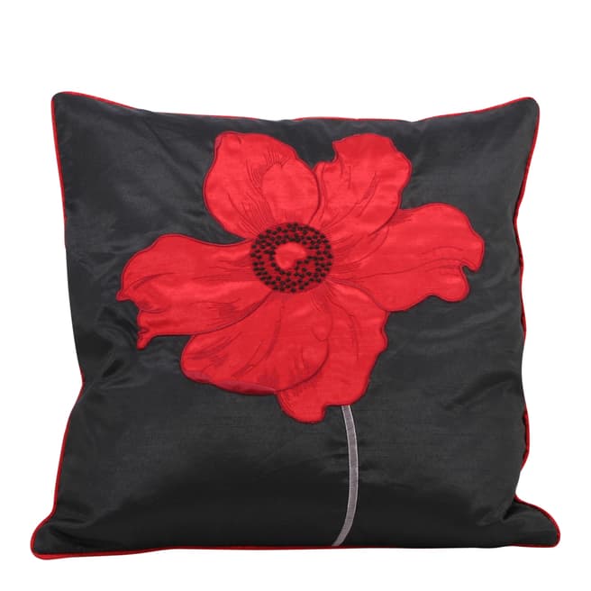 Paoletti Red/Black Poppet Feather Cushion 45x45cm