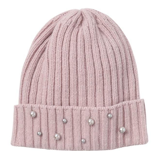 Laycuna London Pink Beaded Wool Blend Hat