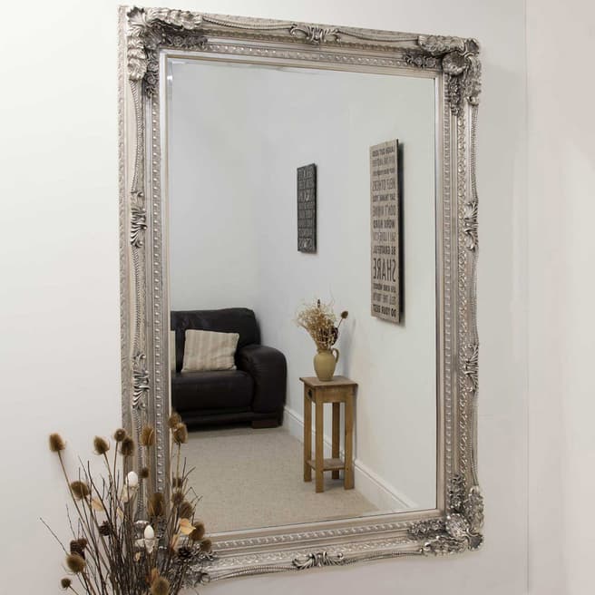 Milton Manor Silver Carved Louis Large Leaner Mirror 185x123cm