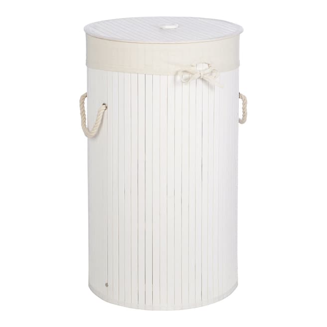 Premier Housewares Kankyo Laundry Hamper, Bamboo / Cotton Rope, Round / Wooden Handle