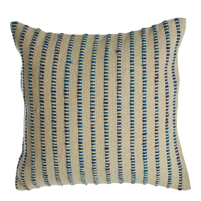 Premier Housewares Bosie Cushion, Woven Cotton, Stripe / Indigo Blue