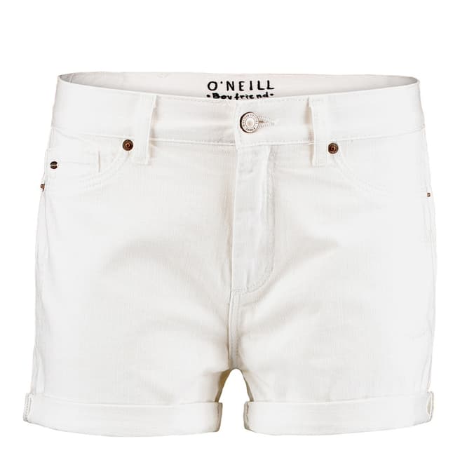 O'Neill White Cotton Boyfriend Shorts 