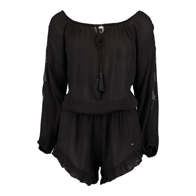 O'Neill Black Embroidered Long sleeve Playsuit
