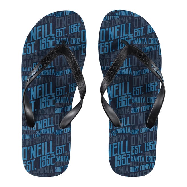 O'Neill Black/Blue Profile Pattern Flip Flops