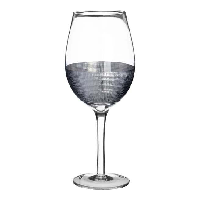 Premier Housewares Set of 4 Silver Crosshatched Apollo Wine Glasses, 500ml