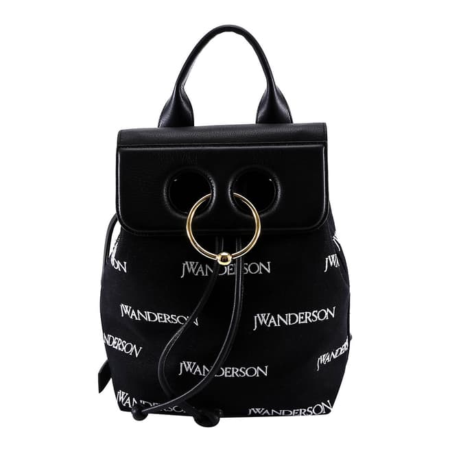 JW Anderson Black Mini Pierce Logo Backpack