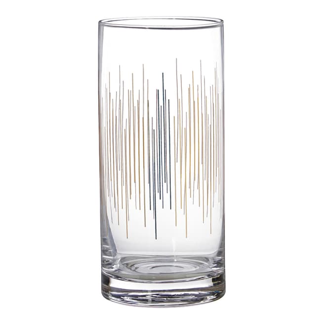 Premier Housewares Set of 4 Gold Deco Hi Ball Glasses, 475ml