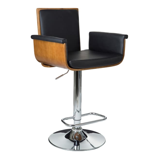 Premier Housewares Bar Chair, Black/Walnut
