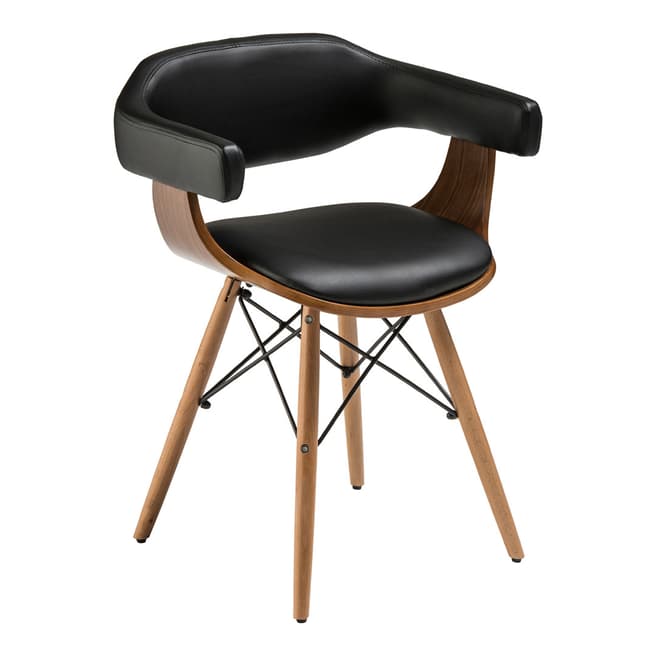 Premier Housewares Black Leather Effect Beech Wood Legs Chair