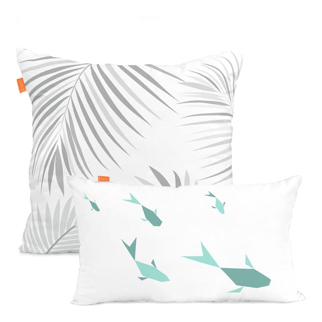 Blanc Zigzag Pair Of Reversible Cushion Covers