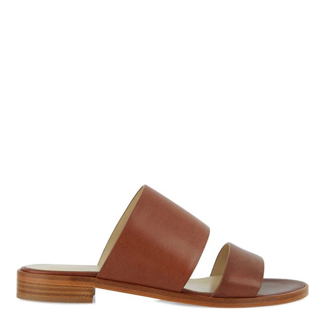 Hobbs London Tan Leather Holly Double Strap Sliders