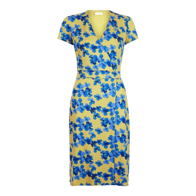 Hobbs London Yellow/Blue Cap Sleeve Sally Dress