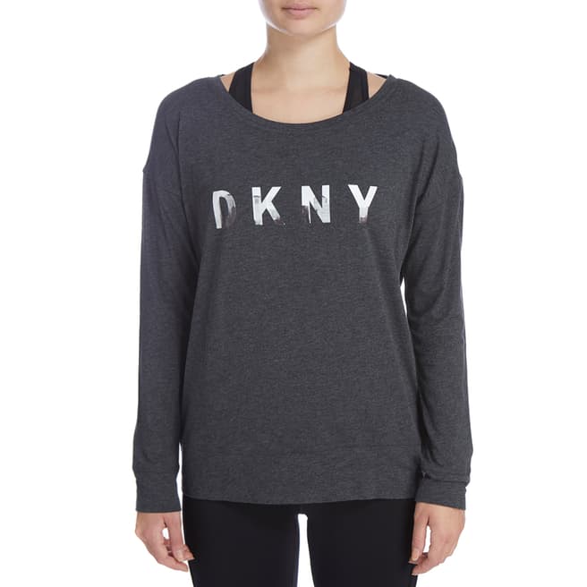 DKNY Grey Logo Long Sleeve T-Shirt