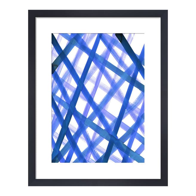Amy Sia Criss Cross Blue 60x46cm Framed Print