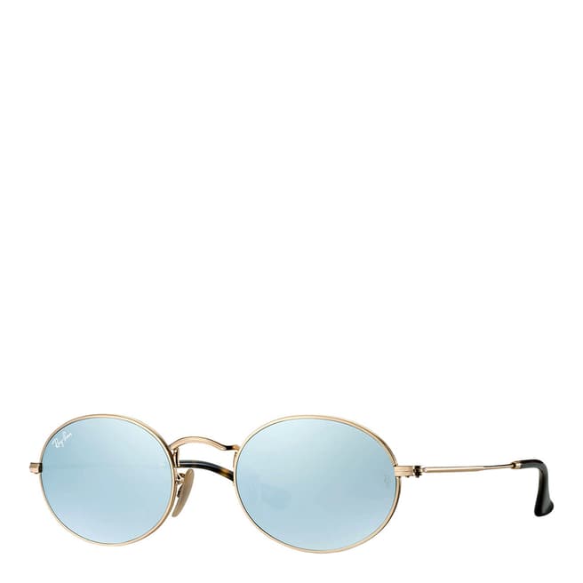 Ray-Ban Unisex Gold Oval Flat Sunglasses 48mm