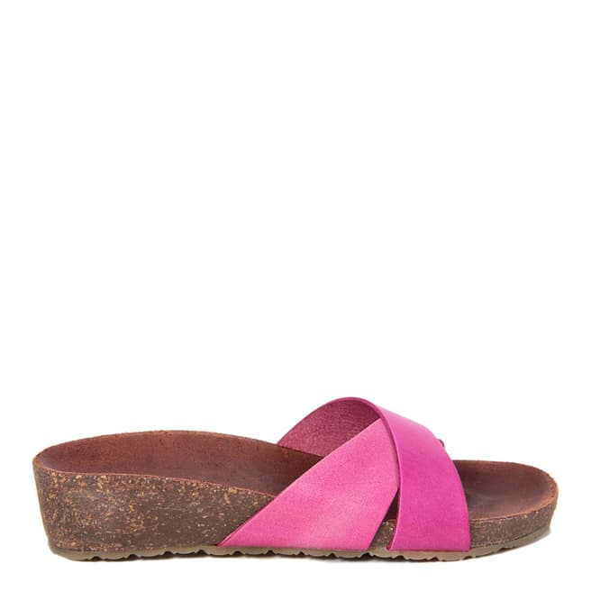 HH Made in Italy Fuschia Leather Cross Front Footbed Sandal