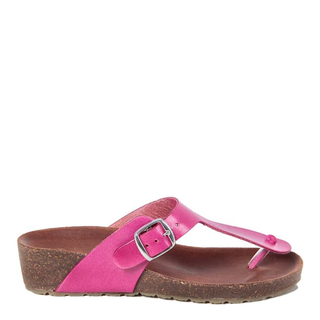 HH Made in Italy Fuschia Leather Toe Thong Footbed Sandal