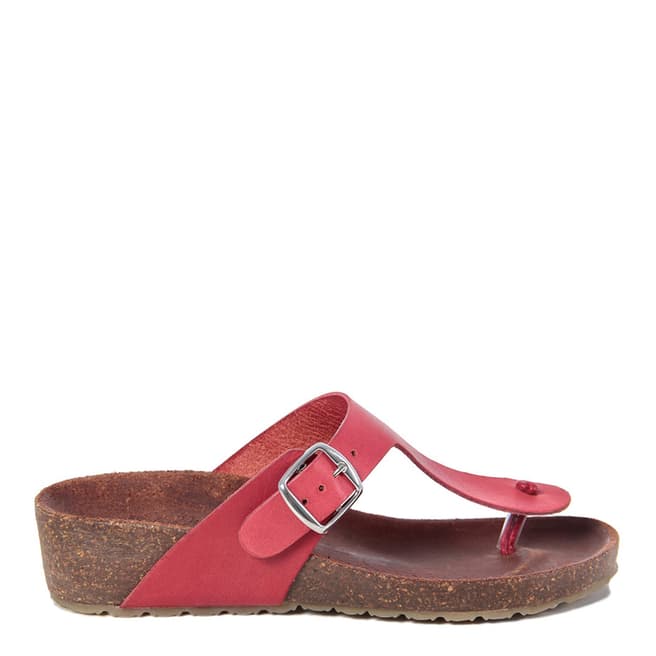 HH Made in Italy Red Leather Toe Thong Footbed Sandal