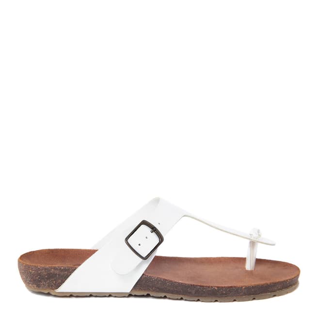 HH Made in Italy White Leather Toe Thong Footbed Sandal