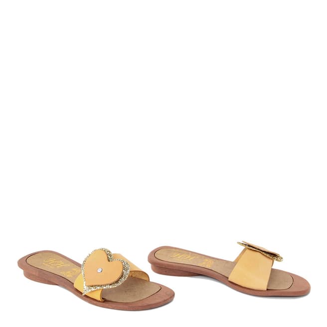 HH Made in Italy Yellow Leather Glitter Heart Sandal