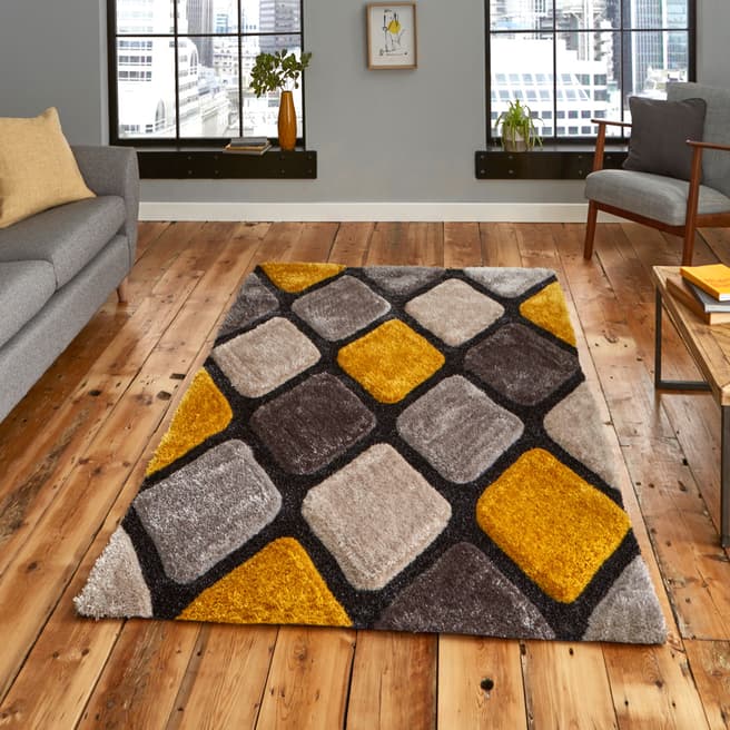 Think Rugs Grey/Yellow Noble House Rug, 120x170cm 