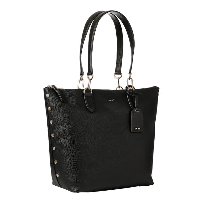 DKNY Black Leather Large Top Zip Bag
