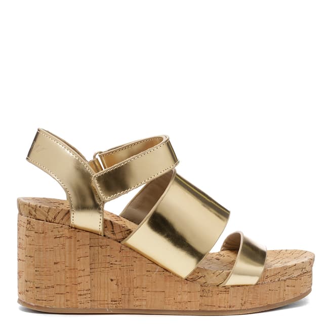 DKNY Metallic Gold Leather Lora Wedges