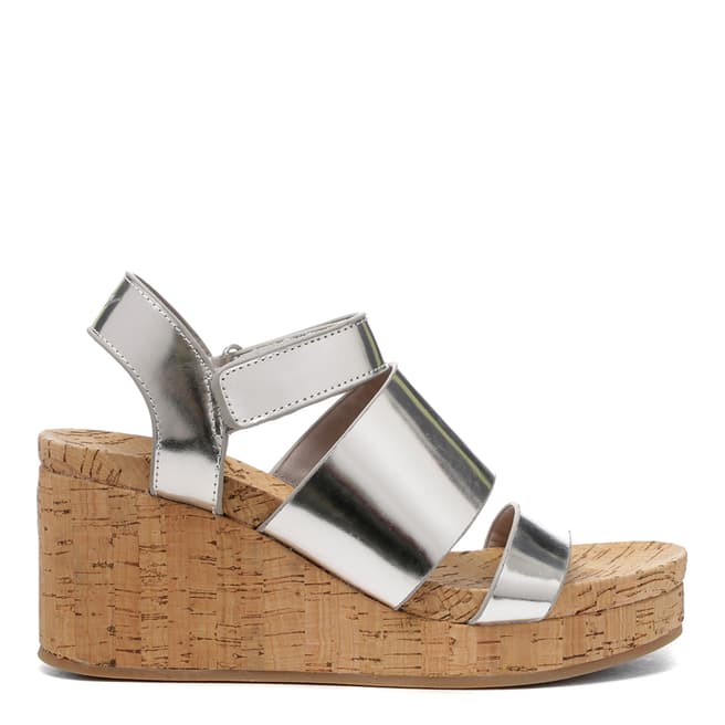 DKNY Metallic Silver Leather Lora Wedges