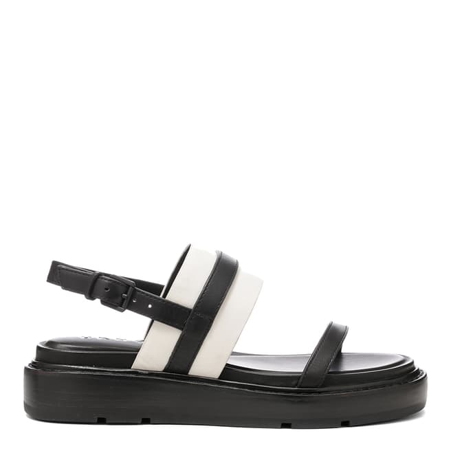 DKNY Black And Cream Leather Cassie Sling Back Sandal